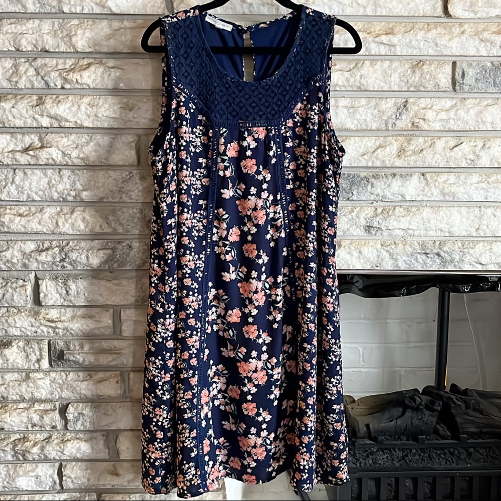 Maurices Navy Floral and Lace Dress Size Medium